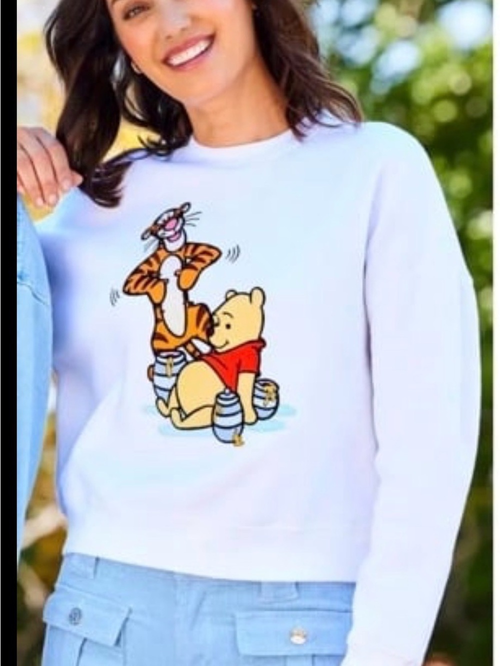 Disney White Cropped Sweatshirt with Winnie the Pooh & Tigger Graphic M